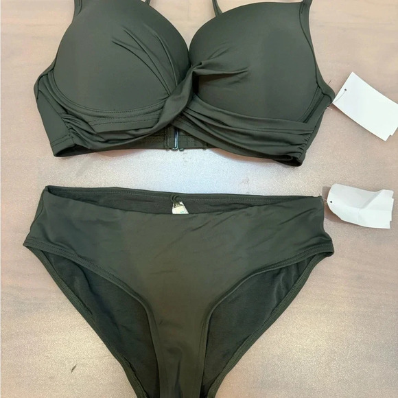 Sea Level Cross Front D- & DD-Cup Molded Underwire Bikini Top With Bottoms SZ 4 - Picture 3 of 5